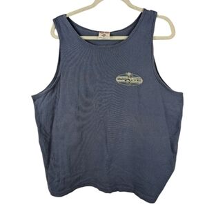 Sof Tee XL mens tank in blue Hawaiian Legends with some discoloration on front